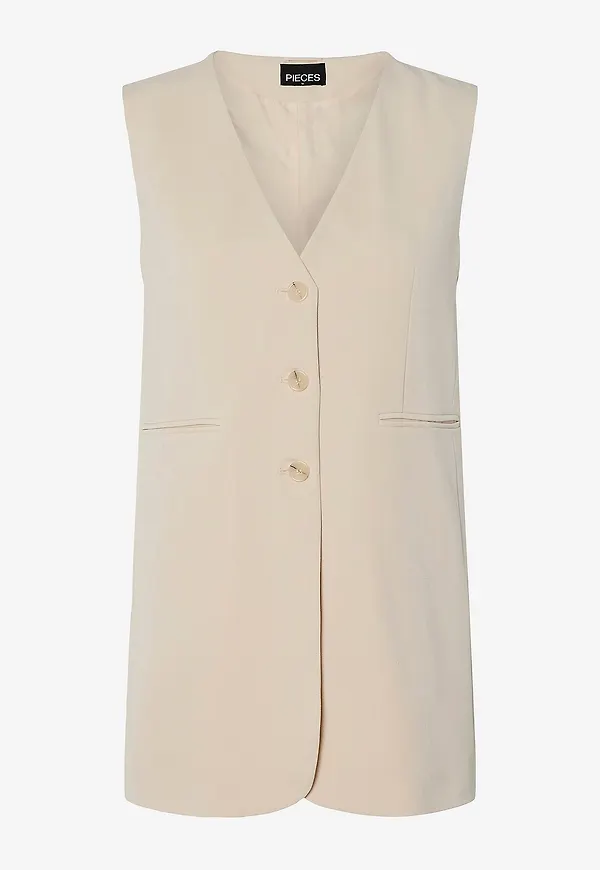 pieces - Väst pcKamil SL Vest - Beige