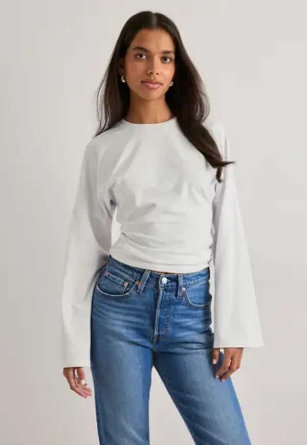Pieces - Vit - Pcalli Ls O-Neck Top