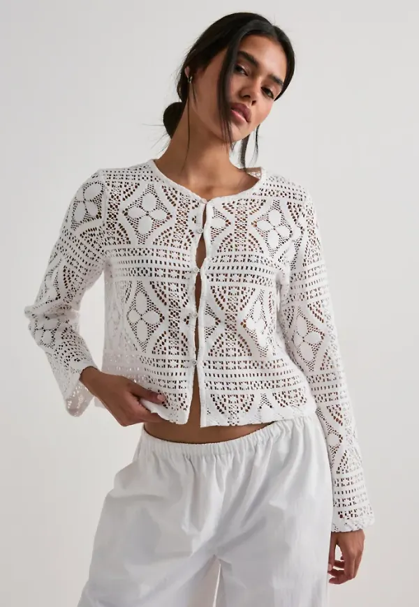 Pieces - Vit - Pcbonnie Ls Cardigan Jrs