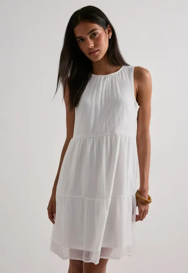 Pieces - Vit - Pcclara Sl Dress Wvn Bc