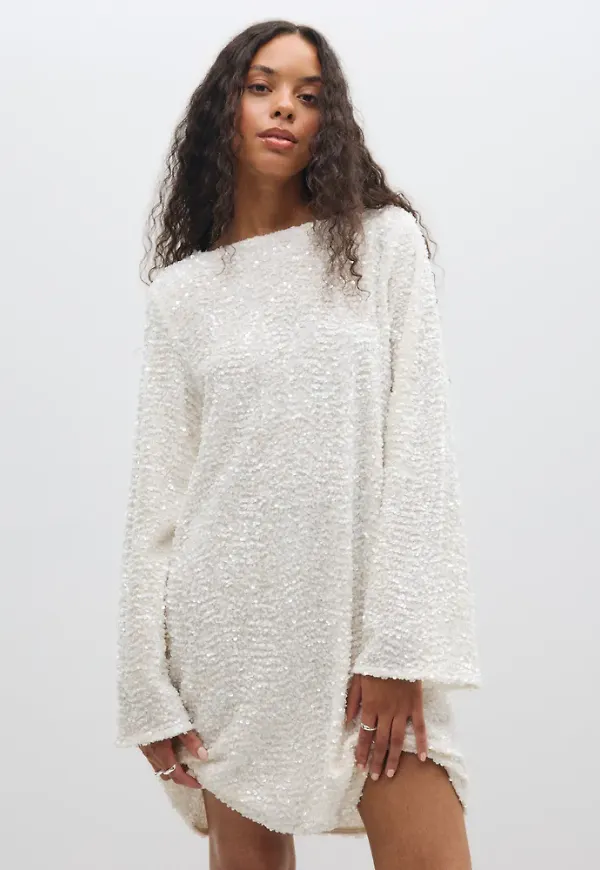 Pieces - Vit - Pckammy Ls Deep Back Bow Dress Jrs – Nelly