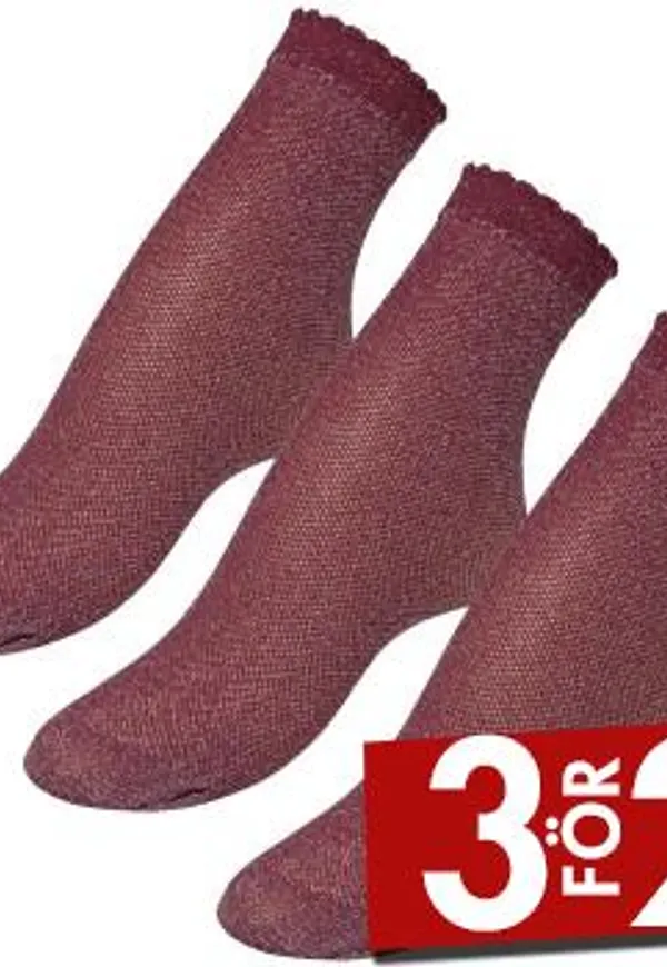 Pierre Robert Strumpor 3P Glitter Socks Röd polyamid Strl 37/40 Dam
