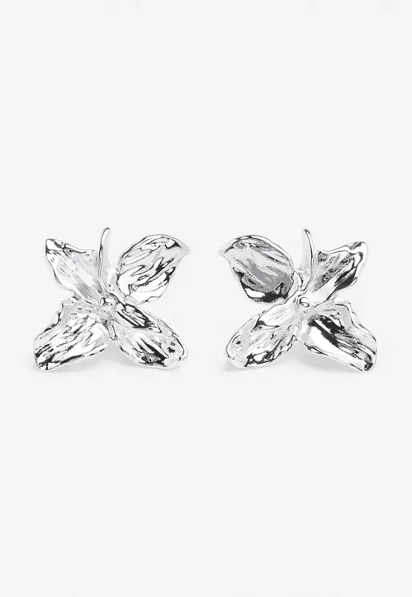 Pilgrim - Silver - Trace Flower Earrings