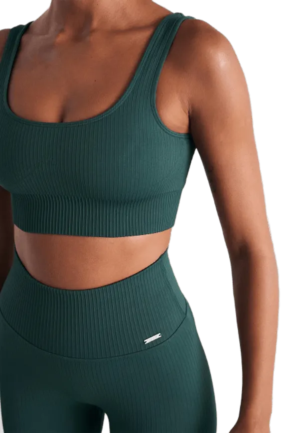 Pine Green Ribbed Seamless Bra
