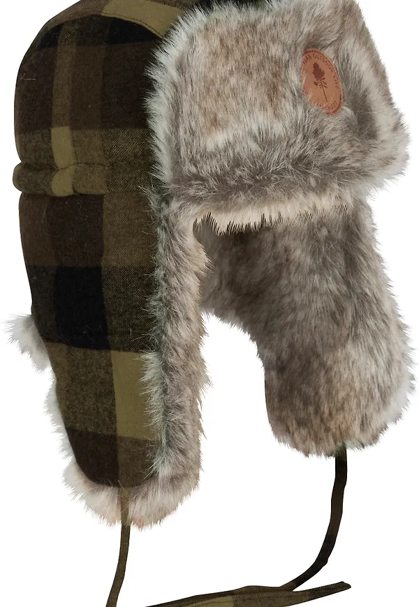 Pinewood Classic Checked Fur Hat Green/Black