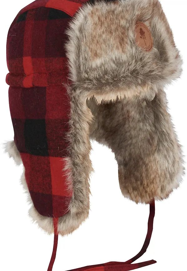 Pinewood Classic Checked Fur Hat Red/Black