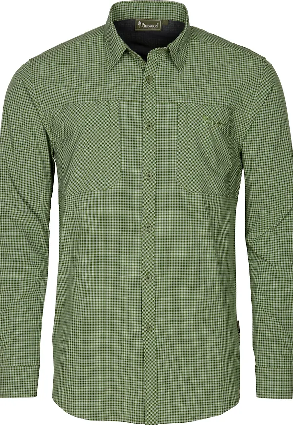 Pinewood Men's Insectsafe Long Sleeve Shirt Pine Green/Off White