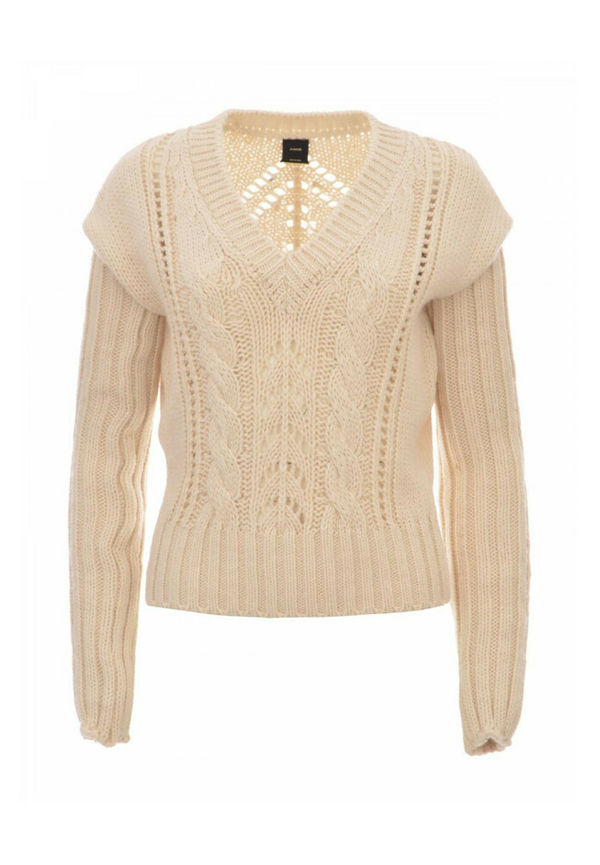 Pinko - Stickade tröjor & koftor - Beige - Dam - Storlek: M,S,Xs