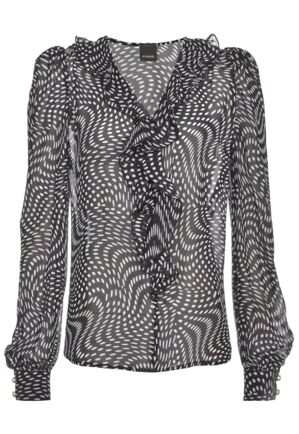 Pinko, Blusar & Skjortor , Dam, M, Georgette Polka Dot Fluid Blouse