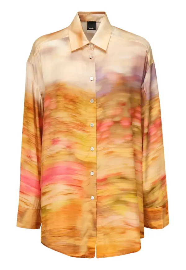Pinko, Blusar & Skjortor , Dam, XS, Satin Print MultiColour Skjortor