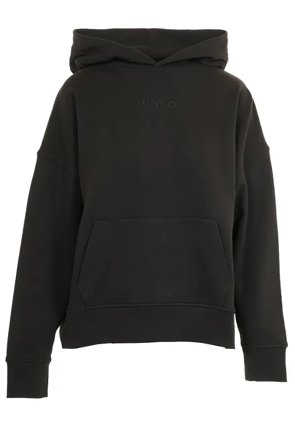 Pinko, Sweatshirts & Hoodies, Dam, S, Svart Broderad Tröja