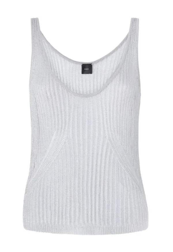 Pinko, Topp, Dam, M, Grå T-shirt Stil Ss25