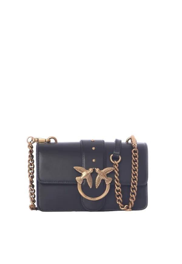 Pinko, Väska, Dam, ONE Size, Läder, Läder Crossbody Väska med Frontlogo