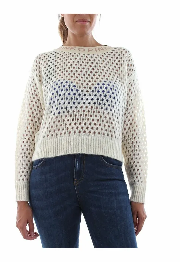 Pinko Knitwear Orquidea-Aa3 Vit, Dam