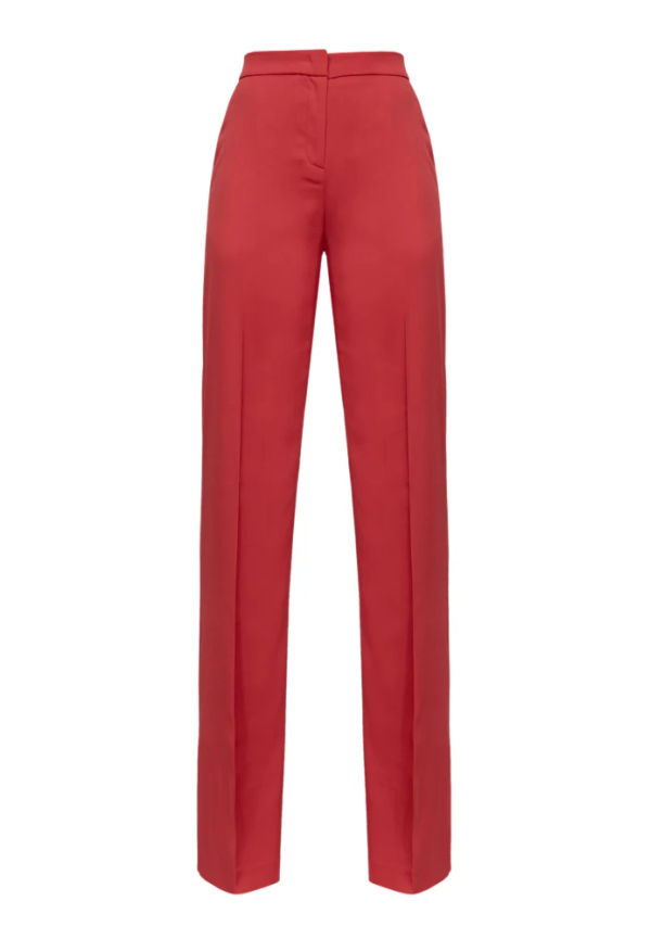 Pinko Pinto Pantalone VER Satin Lucido Röd, Dam