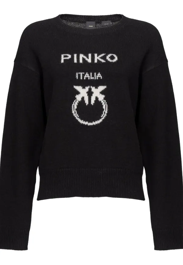 Pinko Pullover Pinko Love Birds Svart, Dam