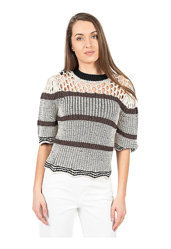 Pinko Round-neck Knitwear Beige, Dam