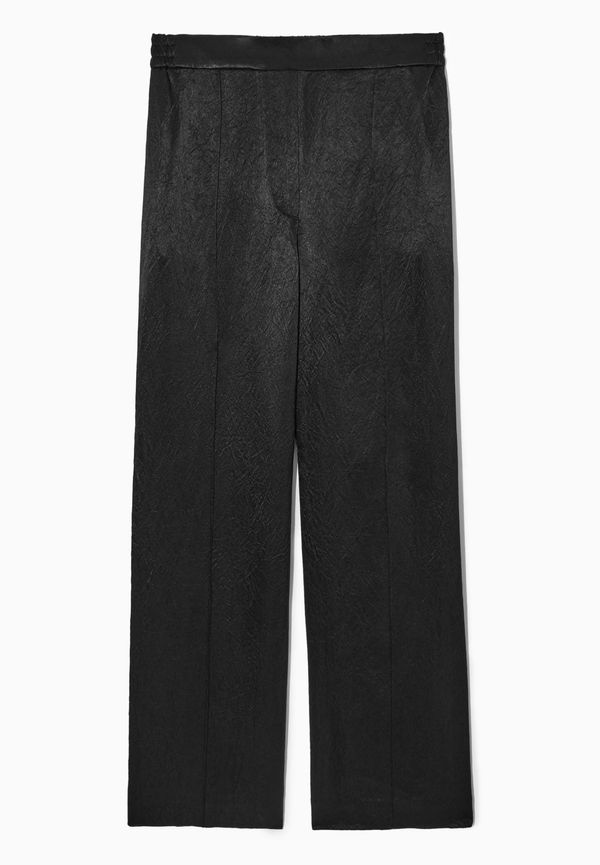 PINTUCKED TEXTURED-SATIN TROUSERS