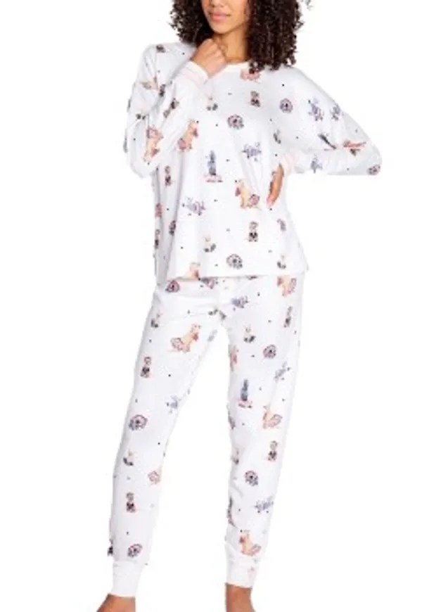 PJ Salvage Let's Dance Pyjama Vit Mönstrad X-Small Dam