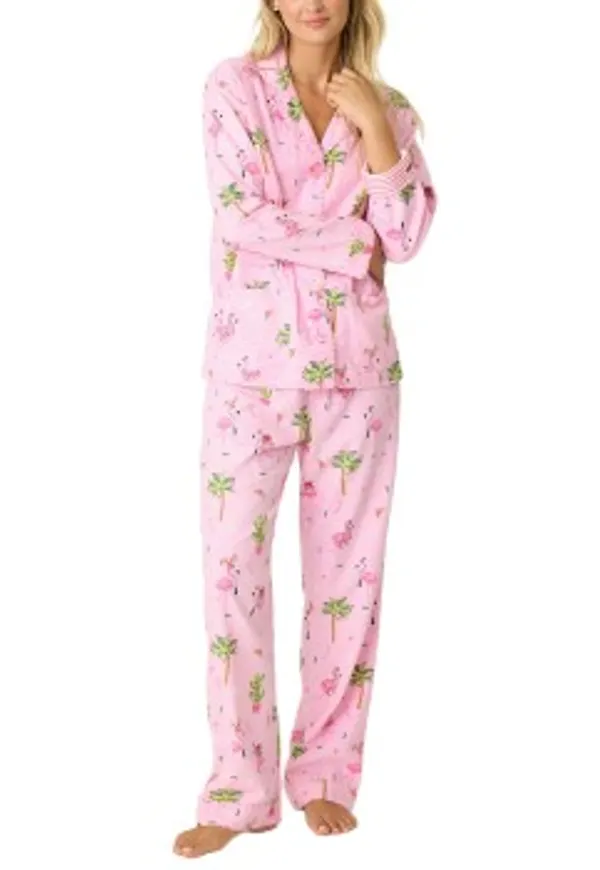 PJ Salvage Long Sleeve Flannel Pyjama Flerfärgad bomull Medium Dam