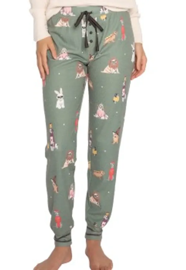 PJ Salvage My Dog Is My Boo Pants Grön Mönstrad Small Dam