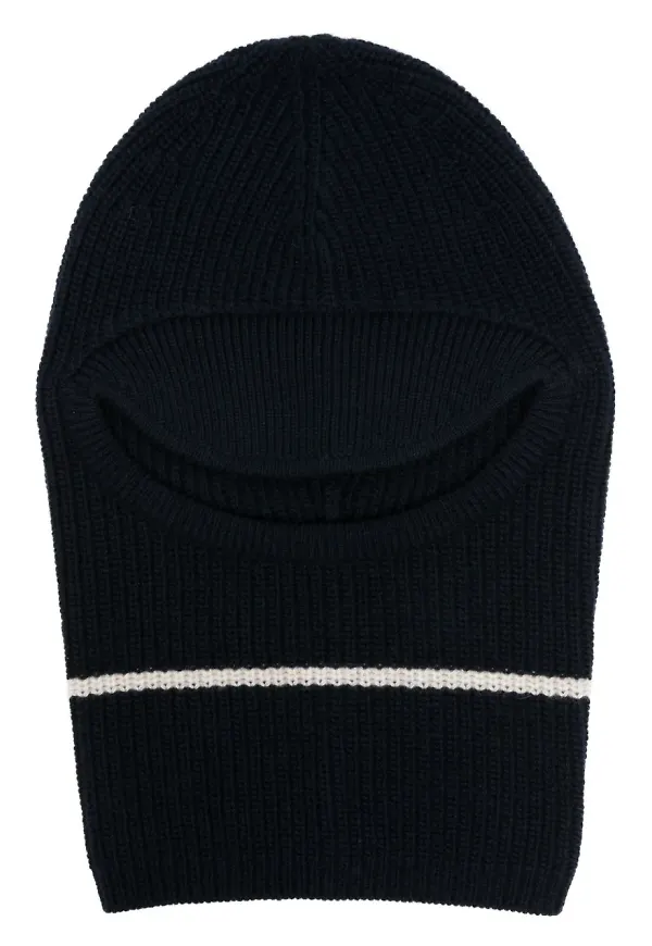 Plan C randig ribbstickad balaclava - Blå