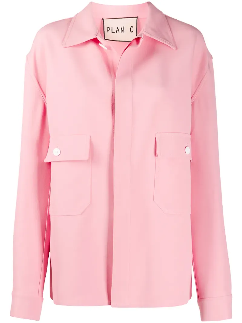 Plan C skjortjacka i oversize-modell - Rosa