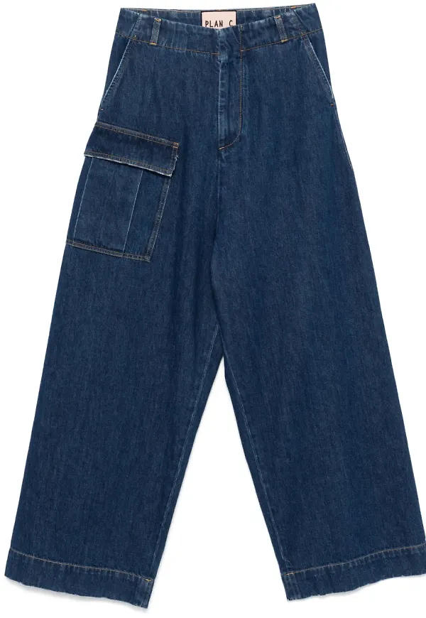 Plan C wide leg-jeans - Blå