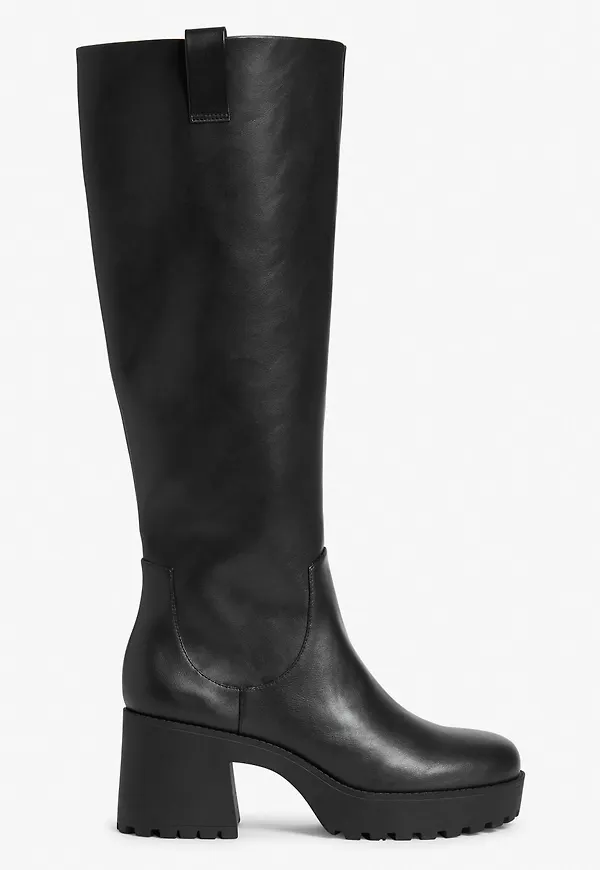 Platform calf boots - Black