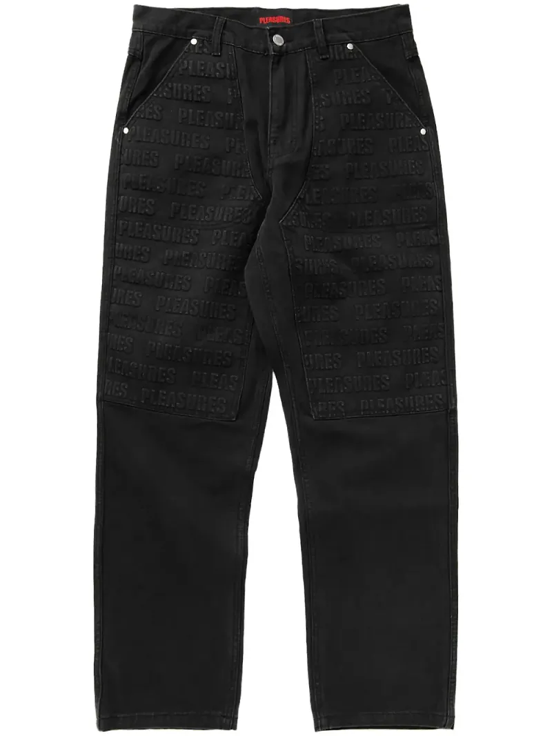 Pleasures jeans med broderad logotyp - Svart