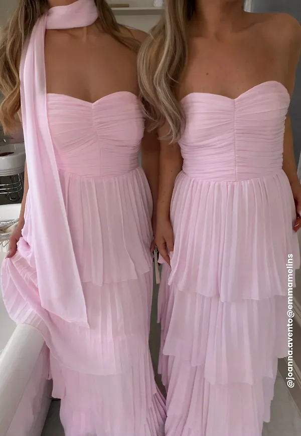 Pleated Bandeau Gown