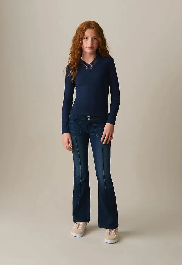 Pleated flare jeans