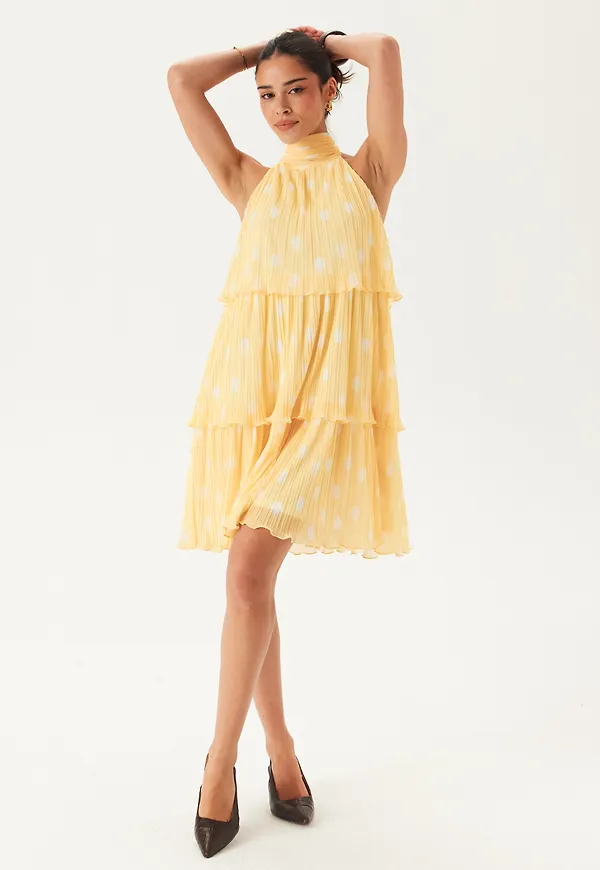 Pleated Flounce Mini Dress