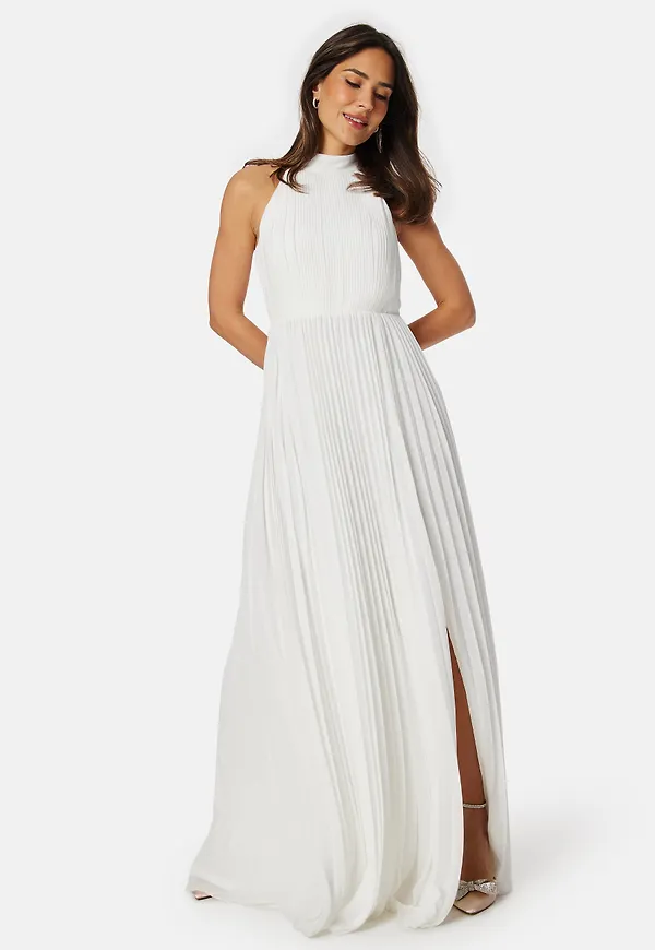 Pleated Halter Neck Wedding Gown