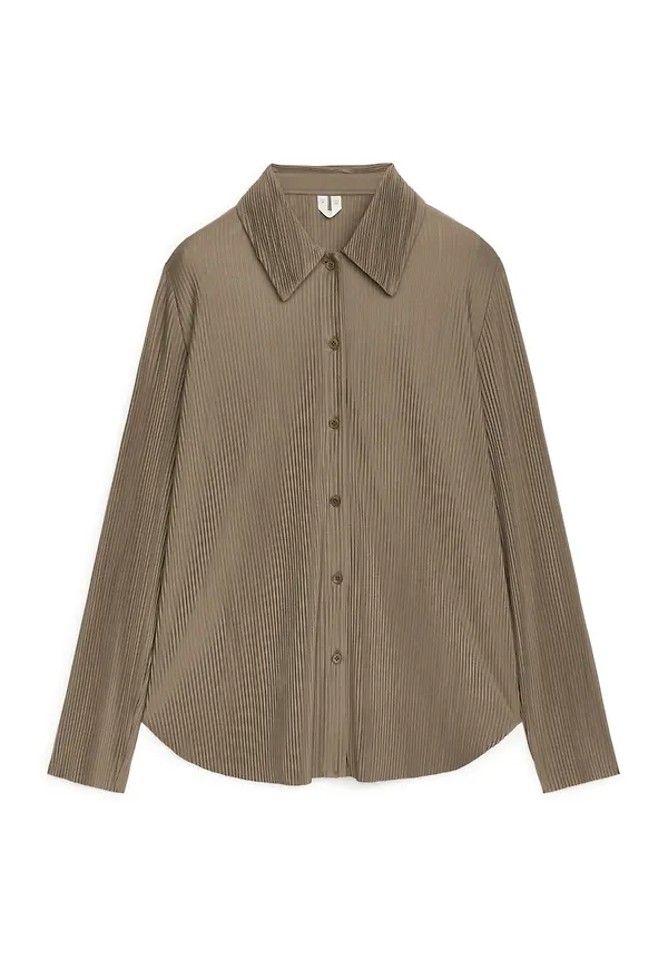 Pleated Jersey Shirt - Beige