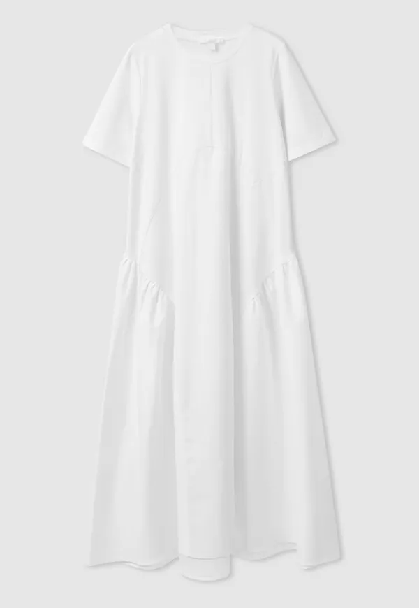 PLEATED LONG T-SHIRT DRESS