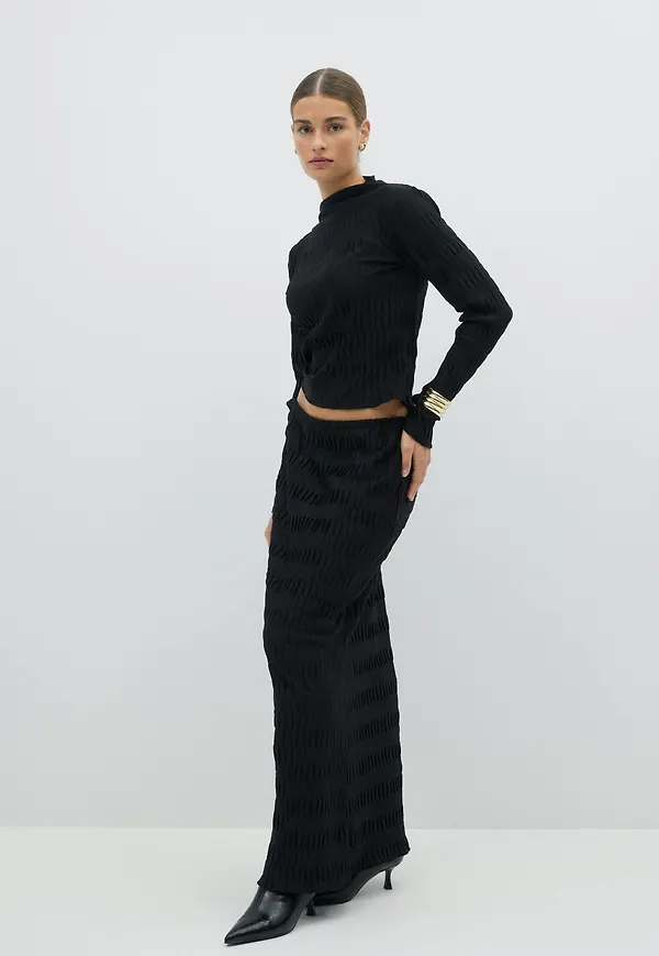Gina Tricot - Pleated maxi skirt - långkjolar - Svart - XS - Dam