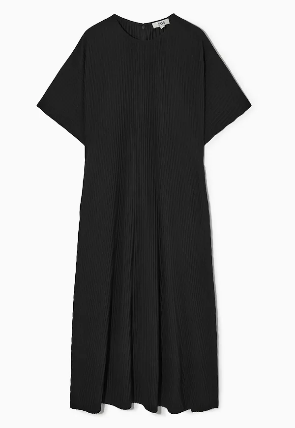 PLEATED MIDI T-SHIRT DRESS