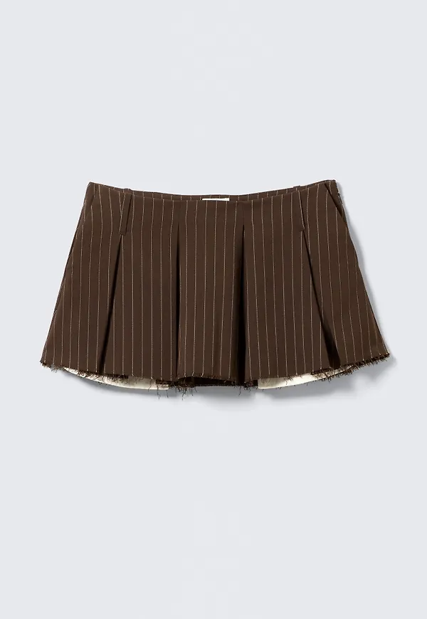 Pleated Mini Suiting Skirt
