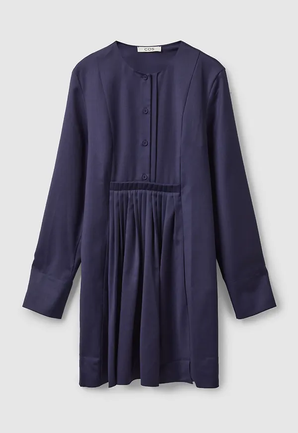 PLEATED PANEL SHIRT DRESS