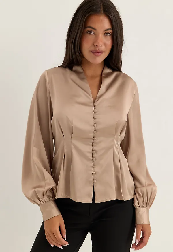 Pleated Satin Blouse