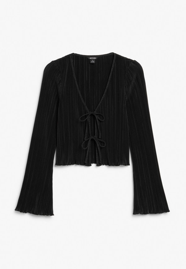 Pleated tie front top - Black
