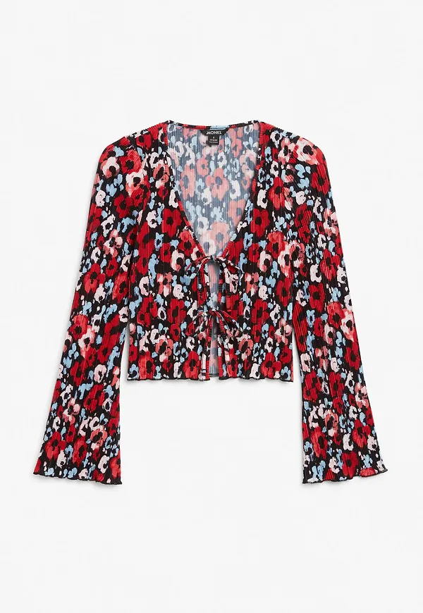 Pleated tie front top - Red