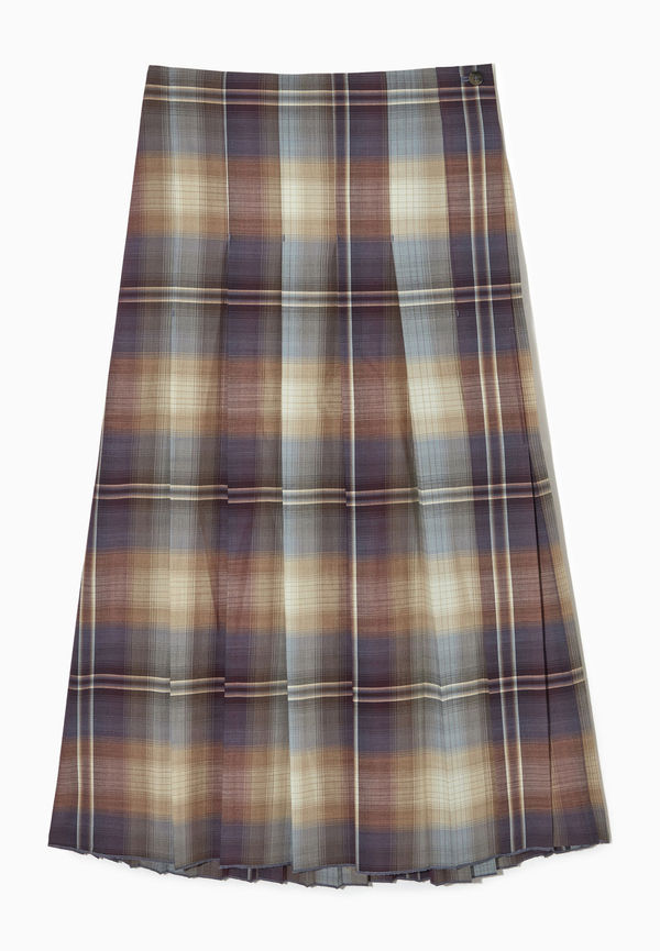 PLEATED WOOL-BLEND MIDI SKIRT