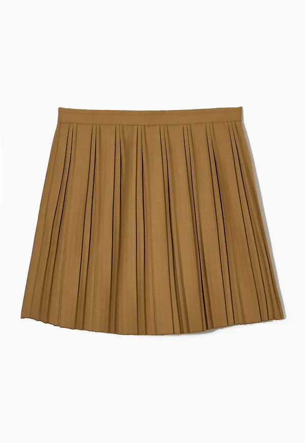 PLEATED WOOL-BLEND MINI SKIRT
