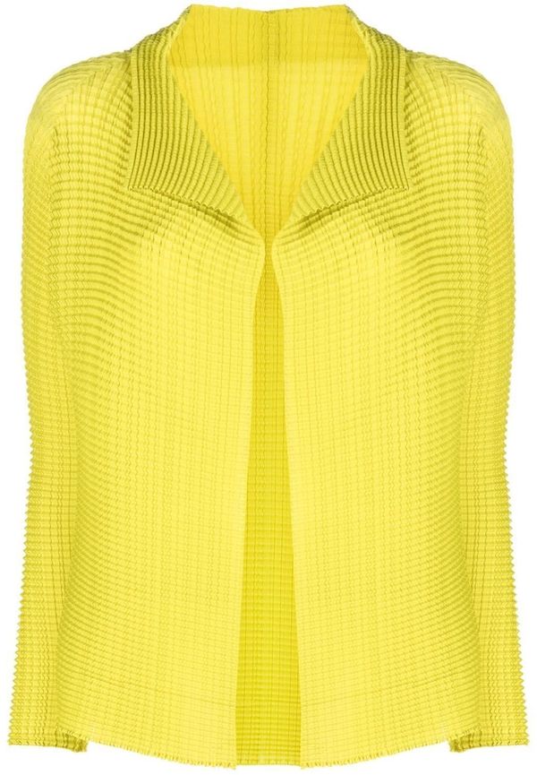 Pleats Please Issey Miyake långärmad jacka med skrynklad effekt - Gul