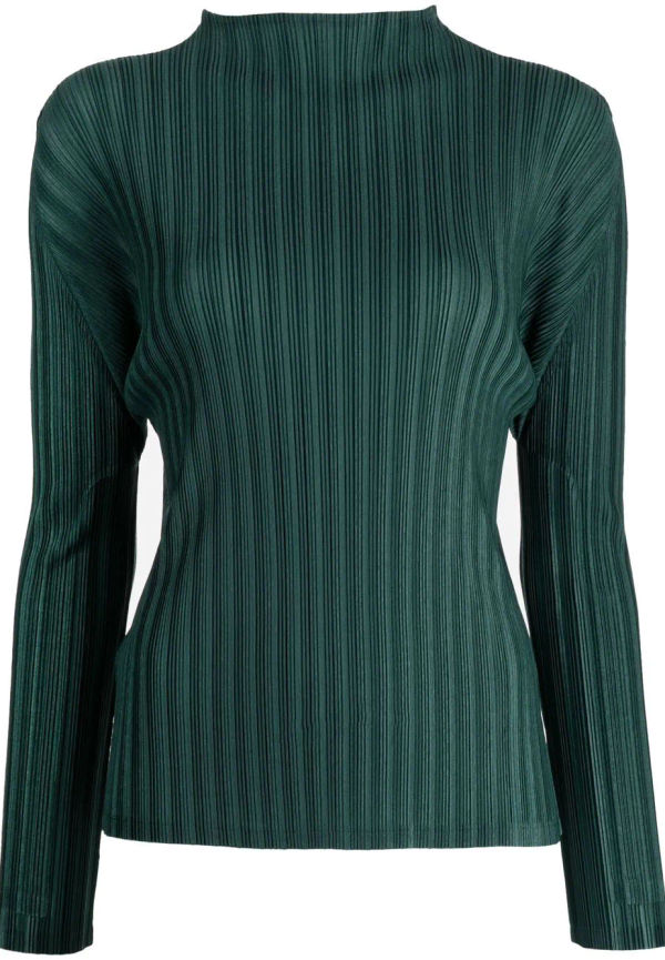 Pleats Please Issey Miyake långärmad topp med plisserad detalj - Grön