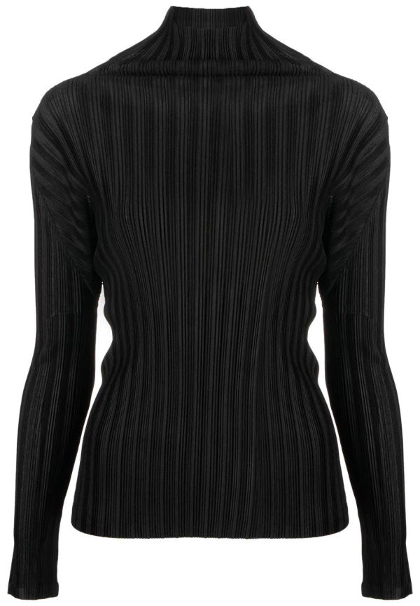 Pleats Please Issey Miyake långärmad topp med plisserad effekt - Svart