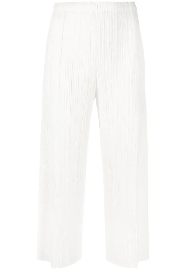 Pleats Please Issey Miyake May plisserade trekvartsbyxor - Vit