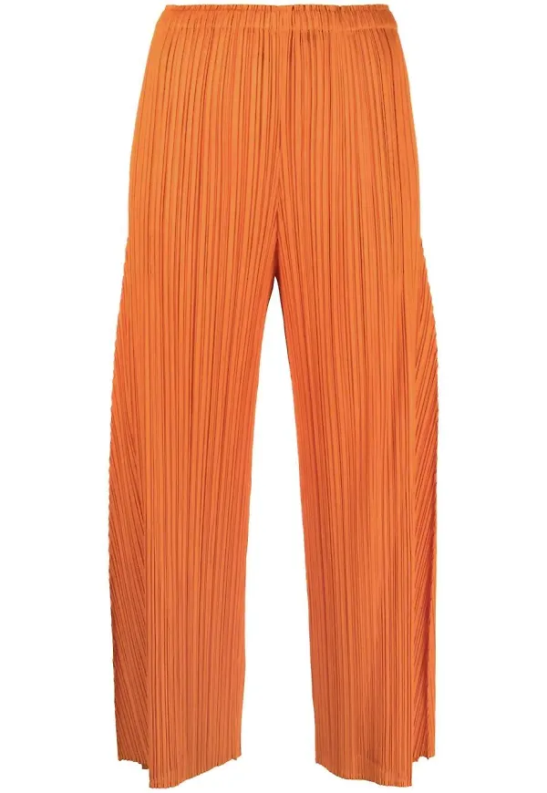 Pleats Please Issey Miyake November trekvartsbyxor med vida ben - Orange